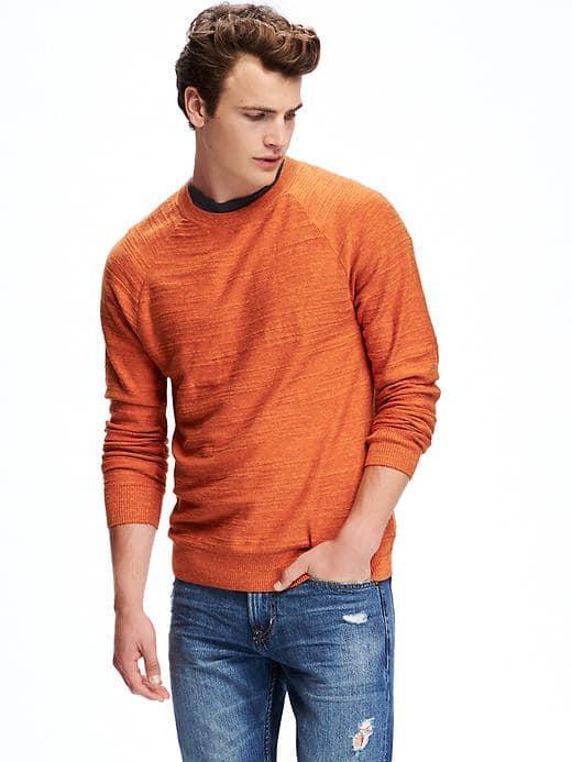 Old Navy Lightweight Textured Crew Neck Sweater For Men - Spice Level