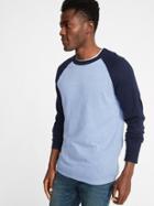 Old Navy Mens Color-block Raglan-sleeve Sweater For Men Heather Blue Size L