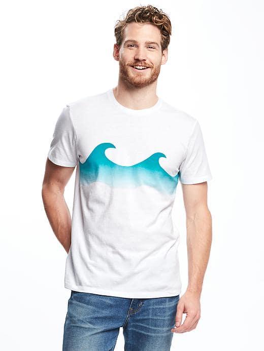 Old Navy Graphic Crew Neck Tee For Men - Blue Stripe
