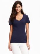 Old Navy Womens Fitted V-neck Tee For Women Lost At Sea Navy Size L