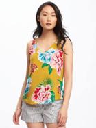 Old Navy Relaxed Cutout Back Blouse For Women - Floral Yellow