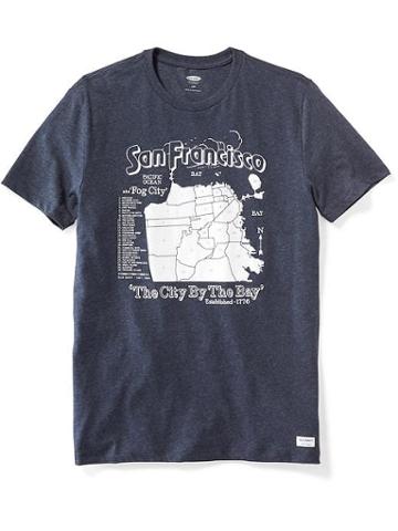 Old Navy Mens San Francisco-graphic Tee For Men The City By The Bay Size L