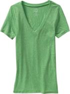 Old Navy Womens Vintage Style V Neck Tees Size L - Lime Green