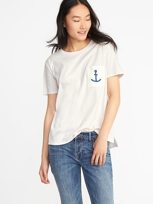 Old Navy Womens Boyfriend Graphic Tee For Women Anchor Size L