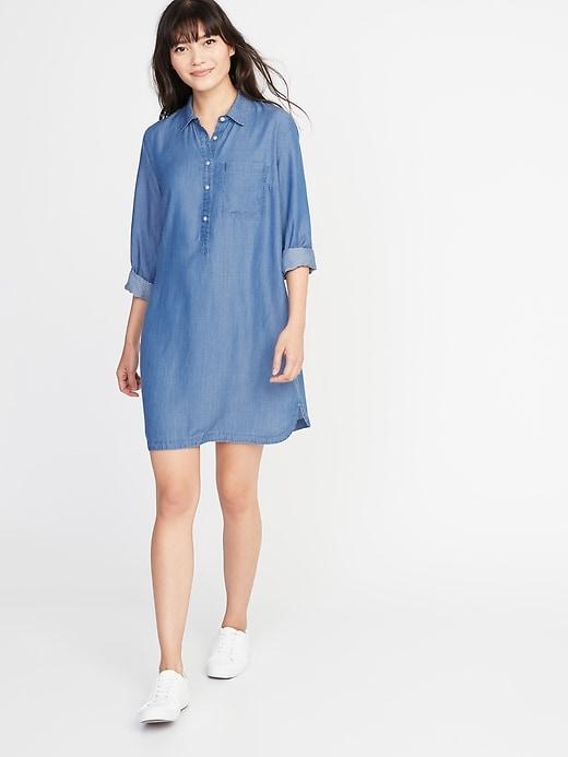 Old Navy Womens Chambray Shirt Dress For Women Medium Wash Size Xs