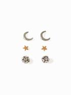 Old Navy Multi Shape Stud Earring 3 Pack For Women - Silver Moon