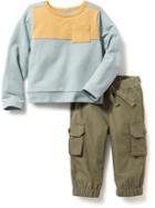 Old Navy Colorblock Top And Cargo Joggers Set - San Francisco Sky