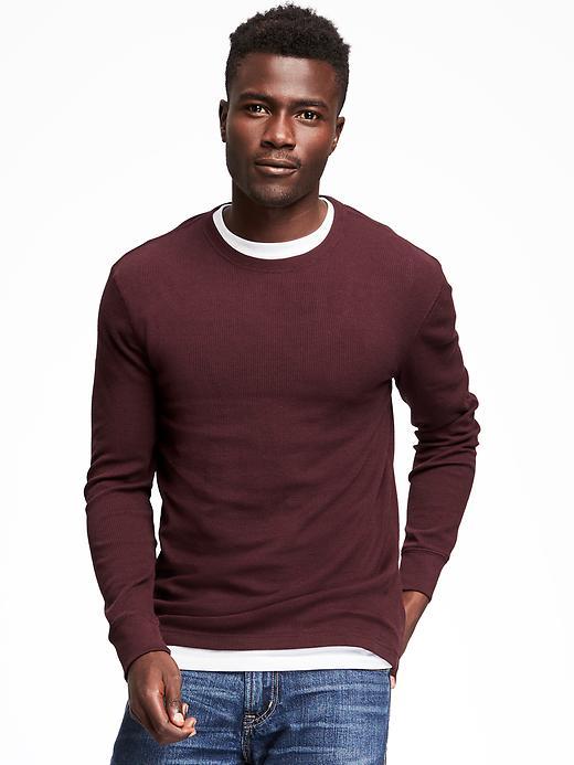 Old Navy Waffle Knit Thermal Tee For Men - Raisin Arizona