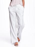 Old Navy Womens Wide-leg Linen Pants For Women Bright White Size M