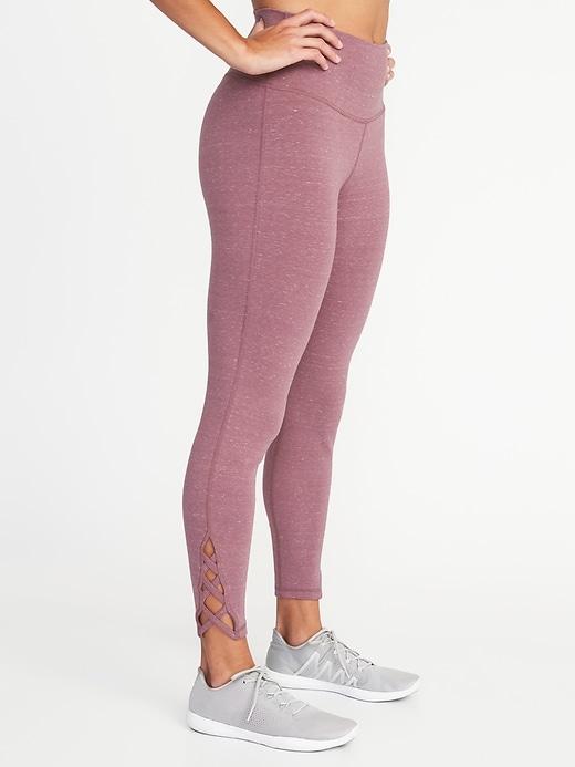 Old Navy Womens High-rise 7/8-length Lattice-hem Yoga Leggings For Women Bust A Mauve Size M