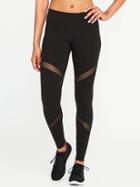 Old Navy Go Dry Mid Rise Mesh Panel Leggings For Women - Black