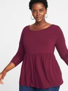 Old Navy Womens Relaxed Jersey Plus-size Peplum-hem Luxe Top Maroon Jive Size 3x