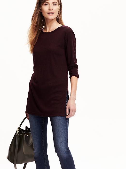 Old Navy Womens Rib Knit Tunic Tee Size L Tall - Red Wine Vinegar