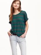 Old Navy Womens Oversized Drop Shoulder Tees Size Xs Tall - Green Stripe