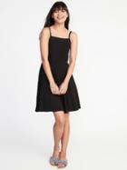 Old Navy Womens Fit & Flare Square-neck Cami Dress For Women Black Size L