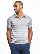 Old Navy Go Dry Striped Performance Polo For Men - Gray Stripe