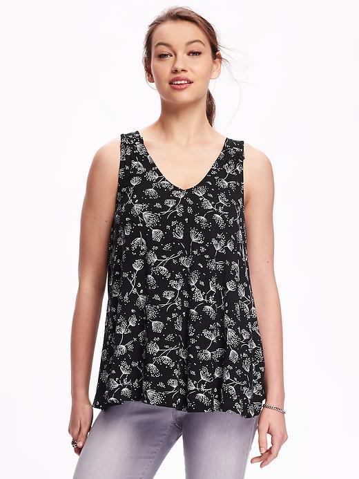 Old Navy Swing Vneck Top For Women - Black Print