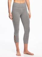 Old Navy Go Dry High Rise Cutout Crops For Women - Heather Gray