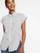 Old Navy Womens Relaxed Strawberry-print Shirt For Women Strawberry Size Xs