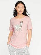 Old Navy Relaxed Graphic Slub Knit Tee For Women - Pink Llama