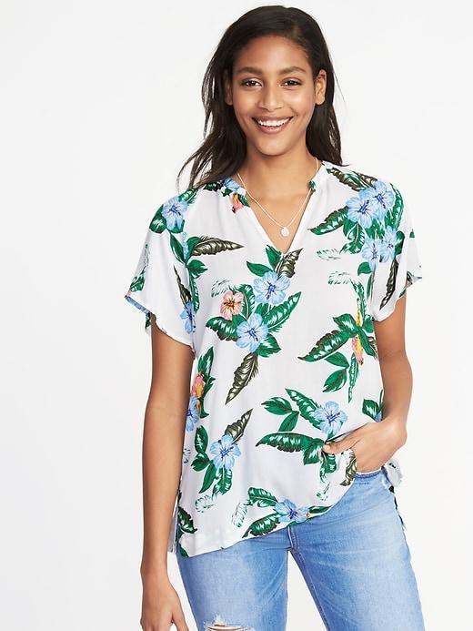 Old Navy Womens Lightweight Pleated-back Top For Women Neutral Floral Size S