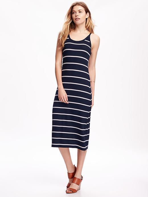 Old Navy Rib Knit Halter Midi Dress For Women - Navy/white Stripe