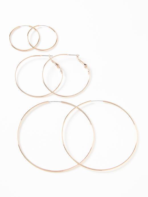 Old Navy Metal Hoop Earring 3 Pack For Women - Rose Gold