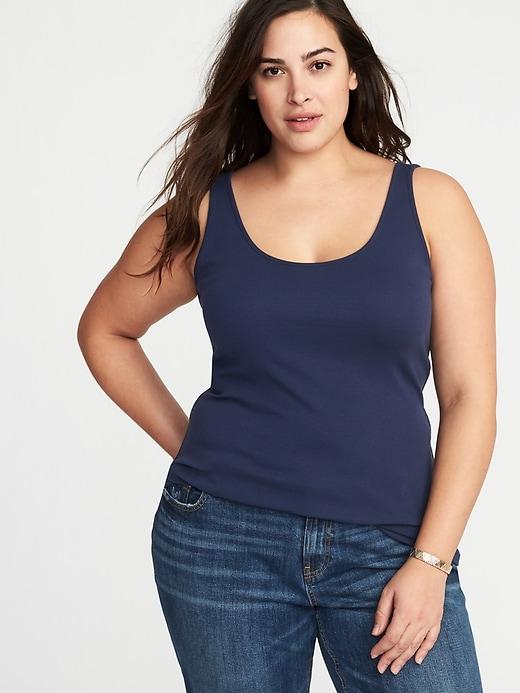 Old Navy Womens First-layer Fitted Plus-size Rib-knit Tank Lost At Sea Navy Size 1x
