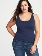 Old Navy Womens First-layer Fitted Plus-size Rib-knit Tank Lost At Sea Navy Size 1x