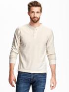 Old Navy French Terry Henley Sweatshirt For Men - Heather Oatmeal