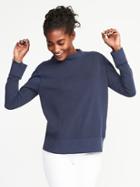 Old Navy Womens Relaxed Funnel-neck Fleece Sweatshirt For Women Lost At Sea Navy Size Xs