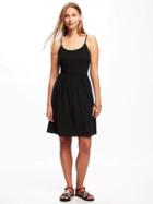 Old Navy Fit & Flare Pintuck Dress For Women - Black