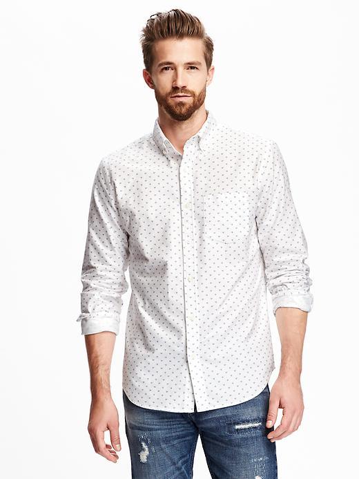 Old Navy Slim Fit Printed Shirt For Men - Blue Bird