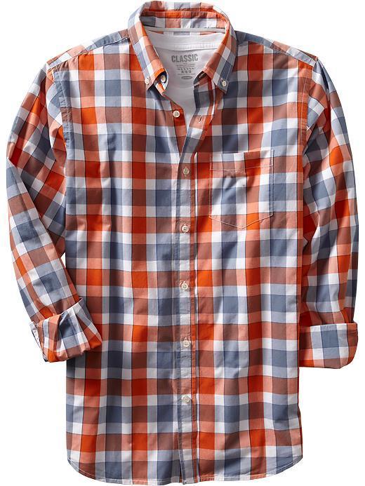 Old Navy Mens Everyday Classic Regular Fit Shirts - Jujube Orange