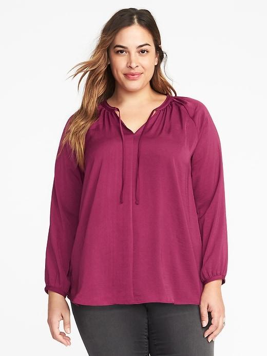 Old Navy Satin Tie Neck Plus - Cranberry Sauce
