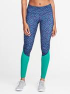 Old Navy Mid Rise Go Dry Color Block Leggings For Women - Teal Appeal