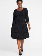 Old Navy Womens Plus-size Fit & Flare Dress Black Dots Size 2x