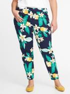 Old Navy Womens Mid-rise Smooth & Slim Plus-size Pixie Pants Navy Floral Size 30