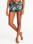 Old Navy Womens Drawstring Board Shorts For Women Black Floral Size Xxl
