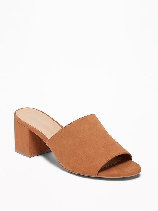 Old Navy Womens Sueded Mule Block-heel Sandals For Women Cognac Brown Size 10