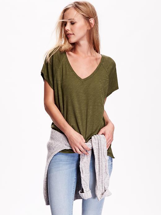 Old Navy Slub Knit V Neck Cocoon Tee - Secret Garden