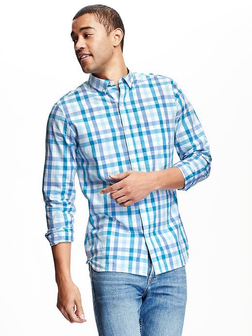 Old Navy Slim Fit Plaid Shirt For Men - Blues Traveler