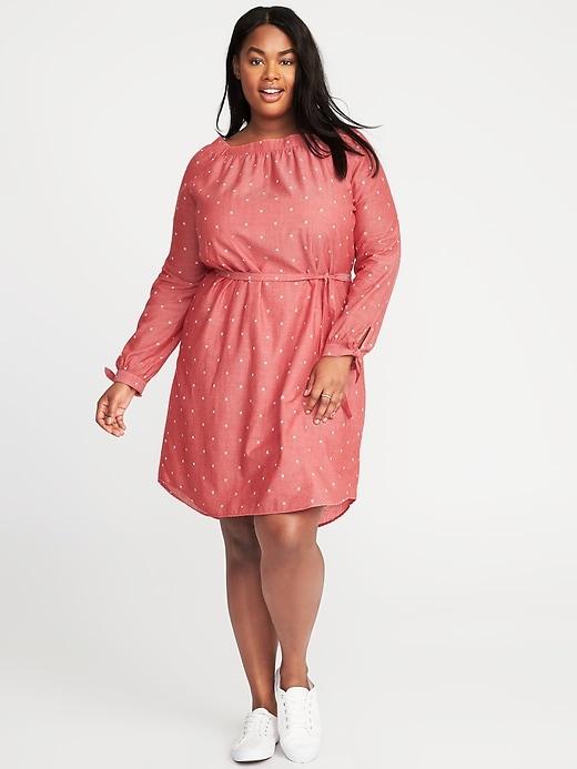 Old Navy Womens Square-neck Plus-size Tie-belt Shift Dress Light Pink Size 3x