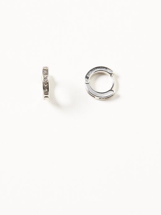 Old Navy Pav Stud Hoop Earrings For Women - Silver