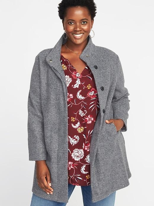 Old Navy Womens Boucl Funnel-neck Plus-size Coat Gray Size 3x