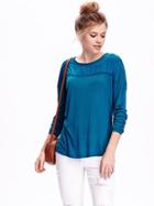 Old Navy Matte Crepe And Jersey Top - Pacific Rim