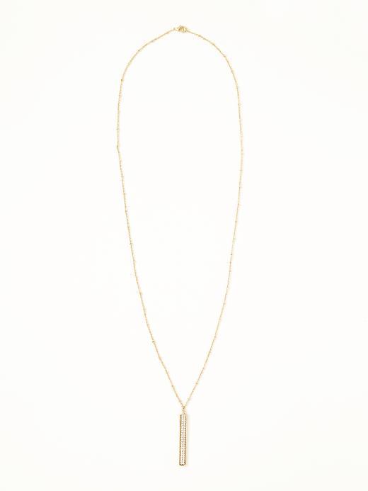 Old Navy Rhinestone Bar Necklace For Women - Rose Gold