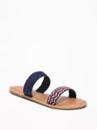 Old Navy Womens Faux-suede/braided Double-strap Sandals For Women Red/white/blue Size 10