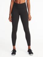 Old Navy Womens High-rise 7/8-length Scallop-hem Compression Leggings For Women Black Size L