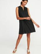 Old Navy Womens Lace-up Sleeveless Swing Dress For Women Blackjack Size L